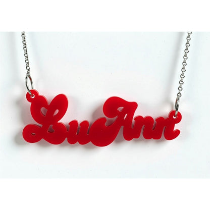 Fancy Script Acrylic Nameplate Necklace 333