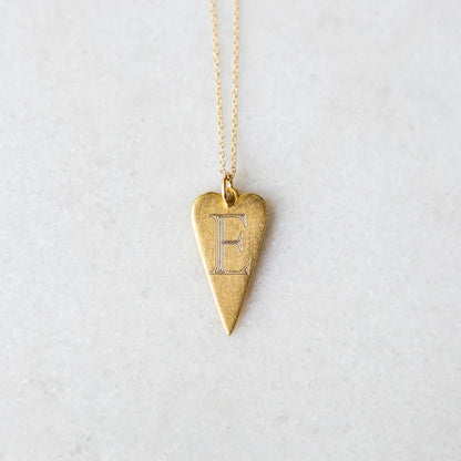 Antiqued Monogram Arrowhead Heart Necklace 4