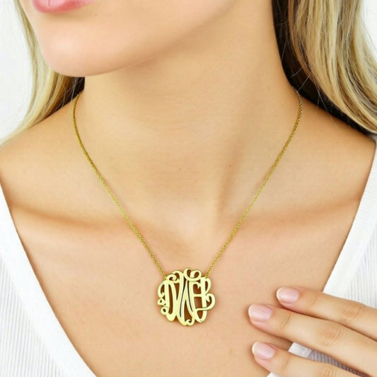 Gold Monogram Necklace - Bella Scroll