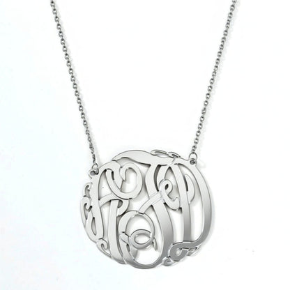 14K White Gold Monogram Necklace
