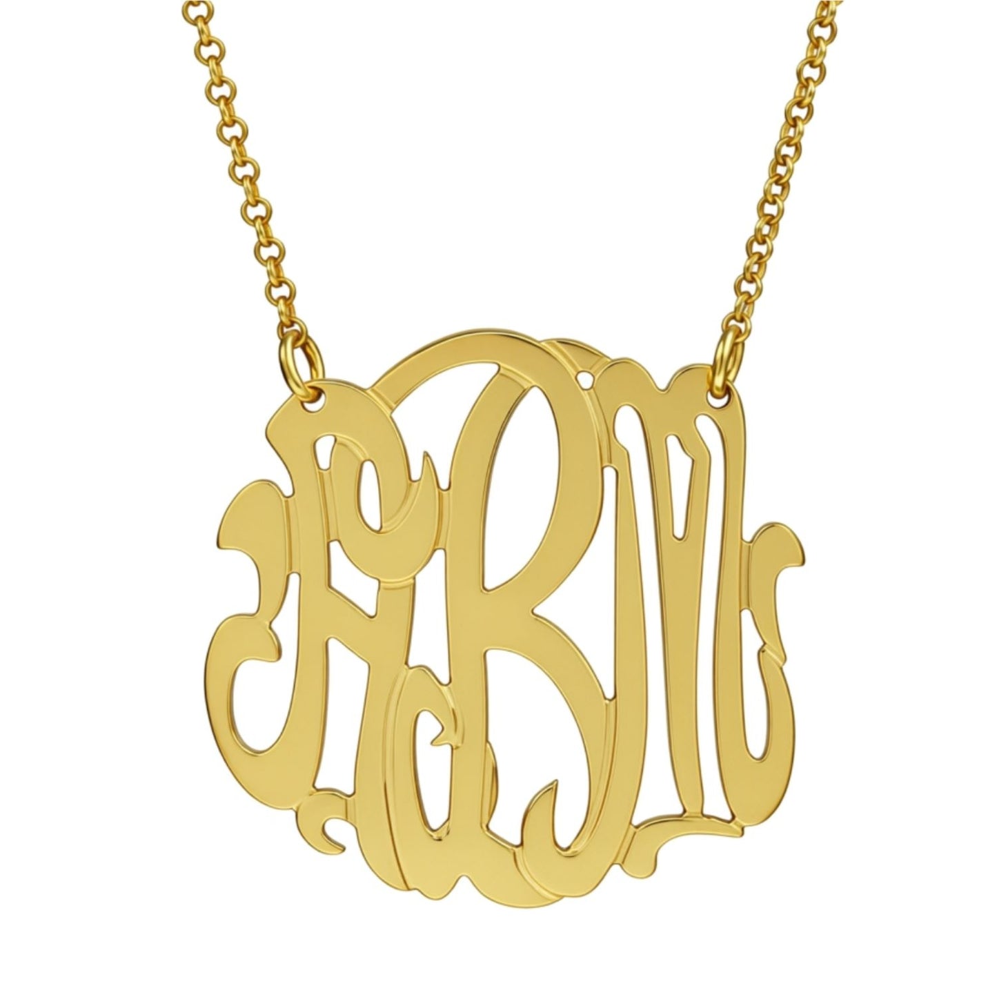 Medium Gold Vermeil Monogram Necklace 6