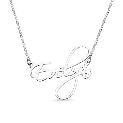 Small Sterling Silver Calligraphy Nameplate Necklace