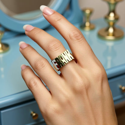 name ring on a hand