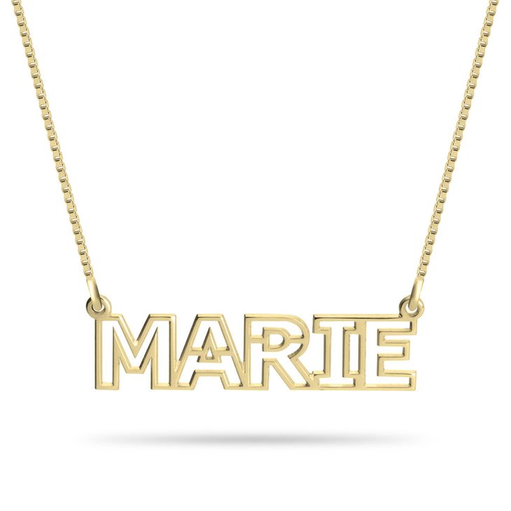 Classic Block Outline Name Necklace