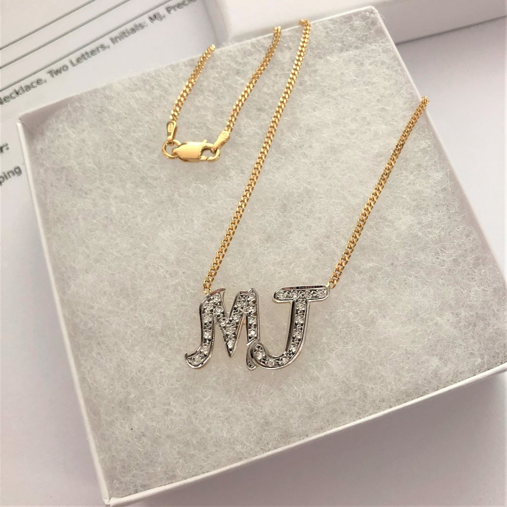 CZ Two Initial Necklace – Be Monogrammed