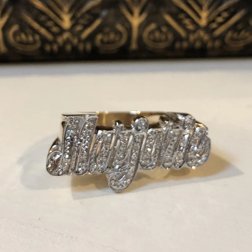 10K Gold Diamond Name Ring / 7 letters