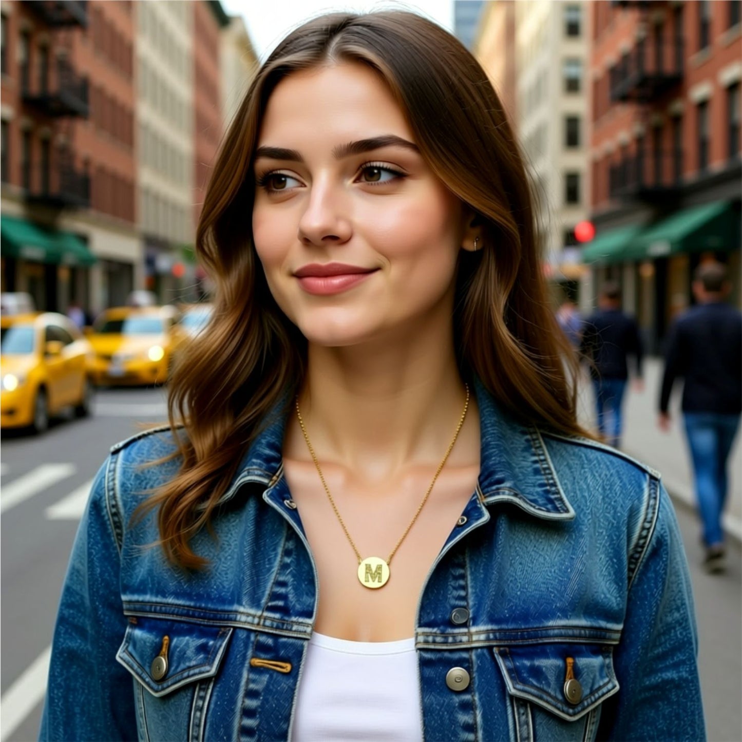 Gold Disc CZ Initial Necklace 11