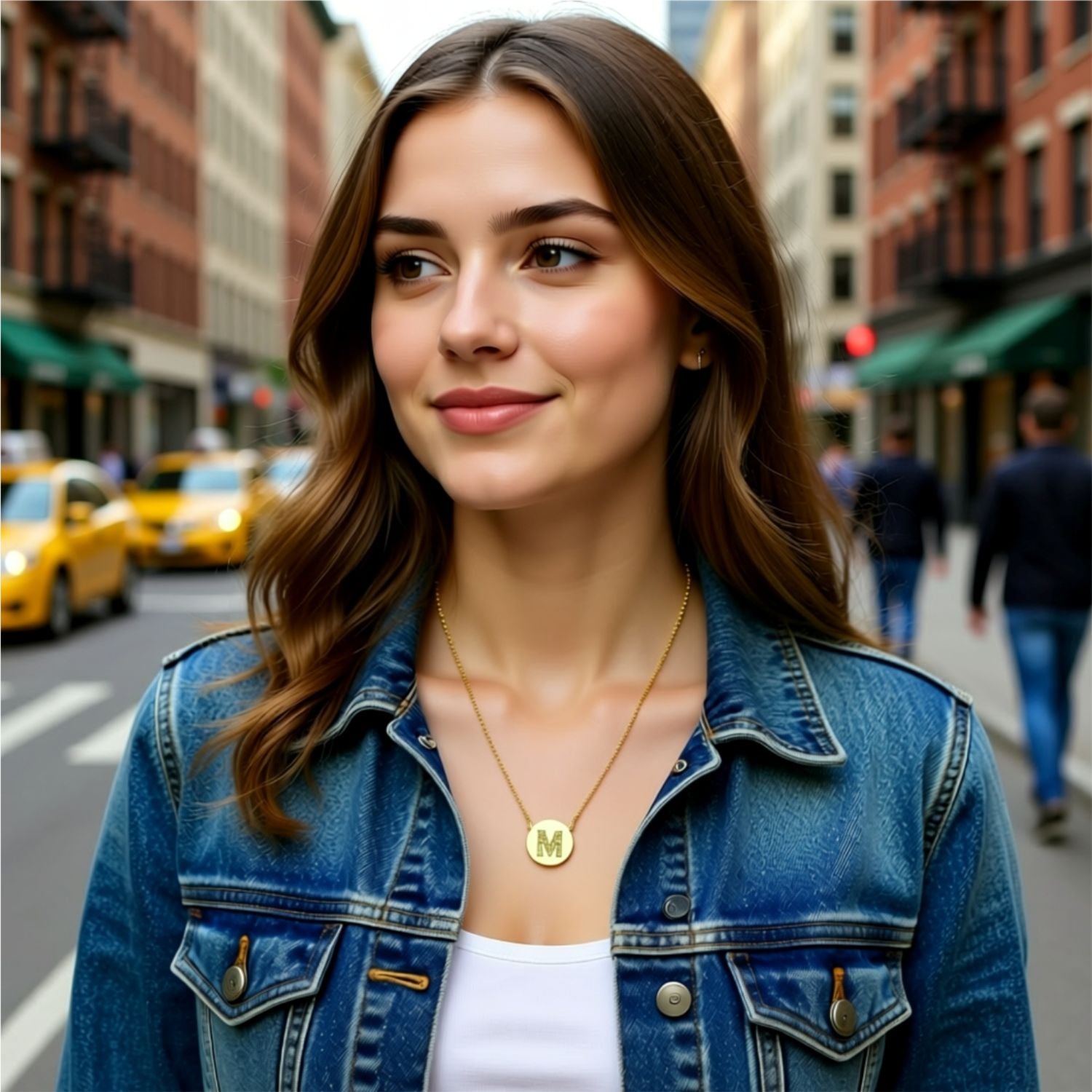 Gold Disc CZ Initial Necklace 11