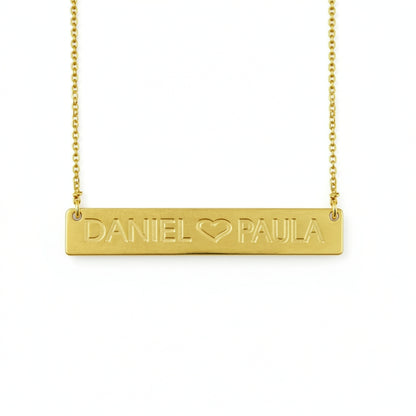 engraved gold bar necklace