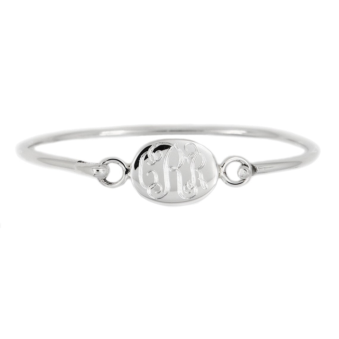Monogrammed Sterling Silver Oval Bangle Bracelet GSBANGLE38
