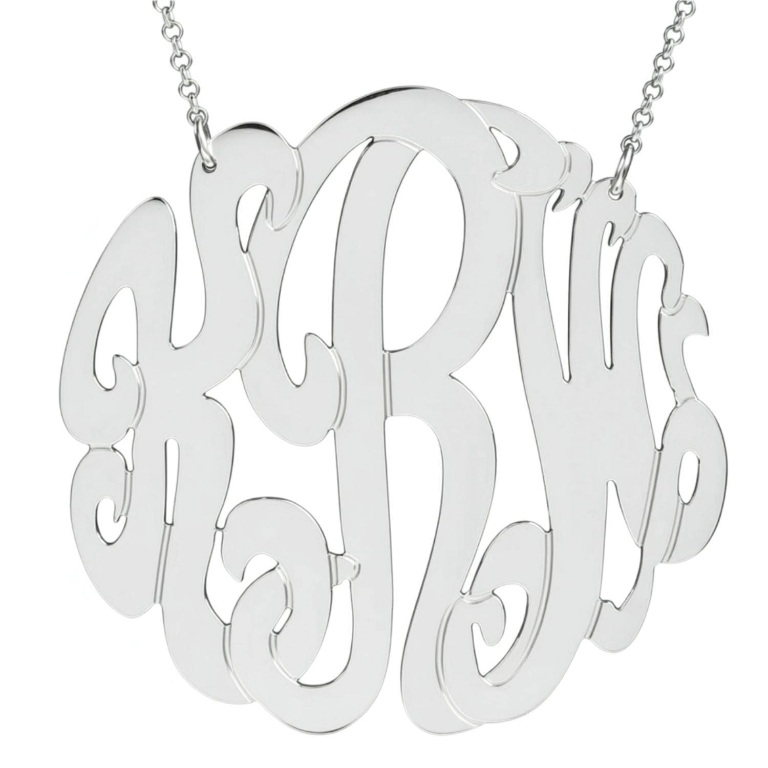 Extra Large Sterling Silver Monogram Necklace