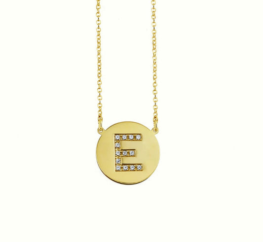 gold cz initial necklace