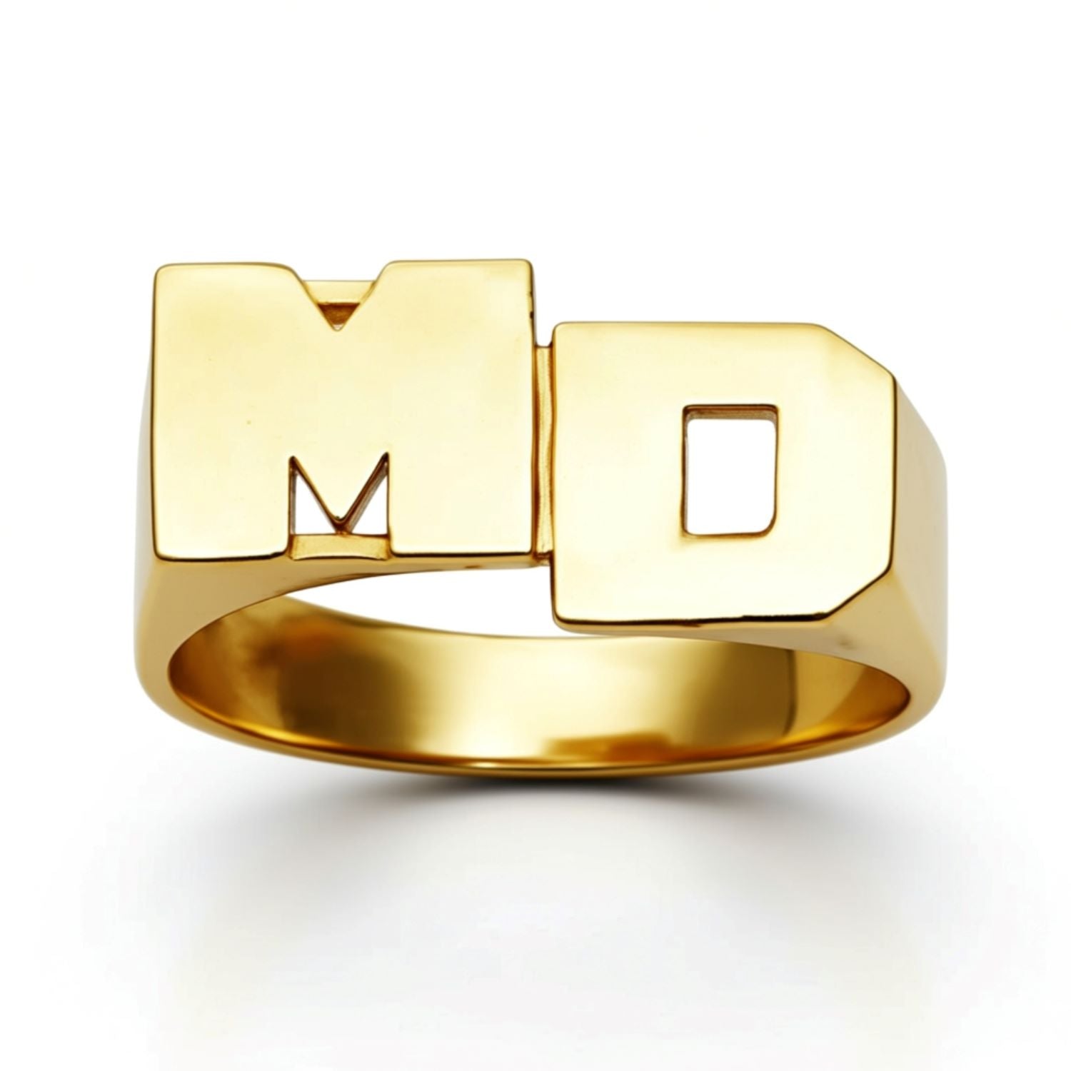 Personalized 14K Gold Stacked Initial Monogram Ring