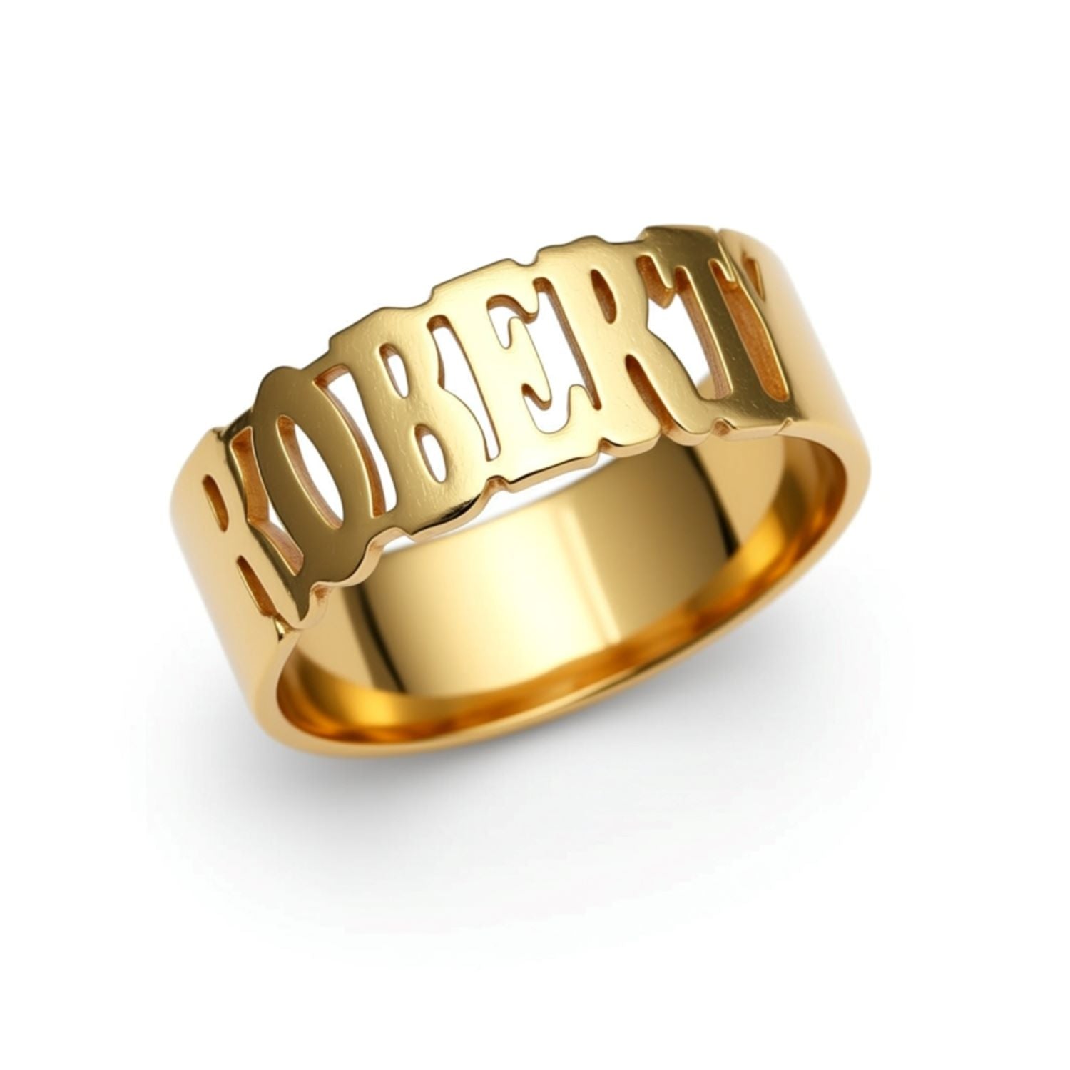 Large Gold Band Name Ring
