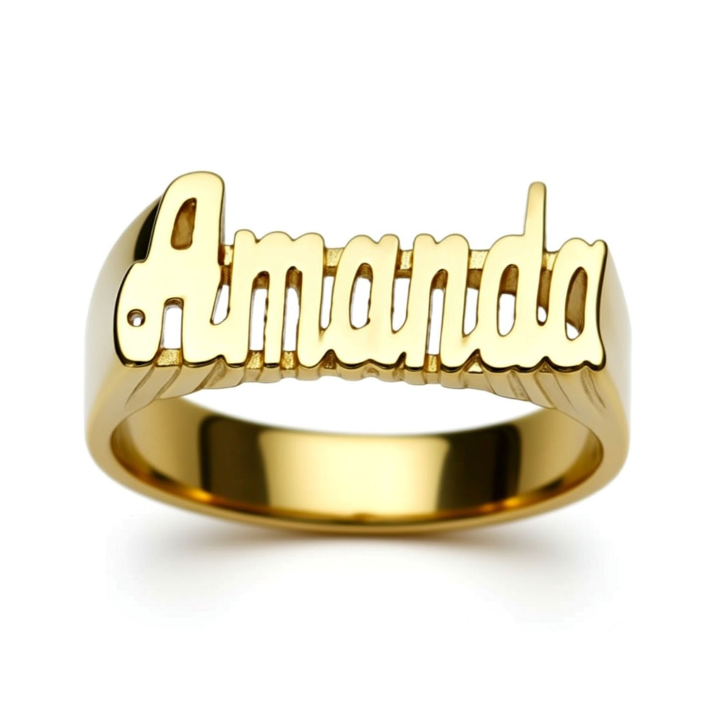 10K Gold Medium Script Name Ring