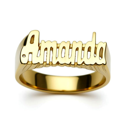 10K Gold Medium Script Name Ring