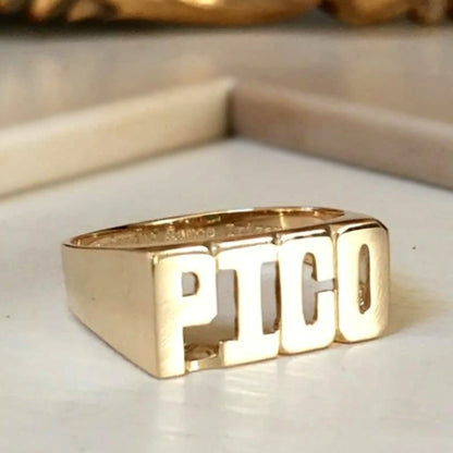 Medium Block Name Ring 3