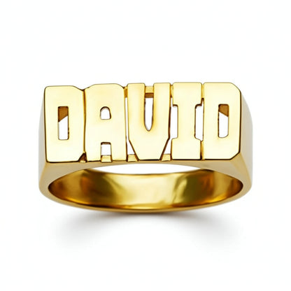Medium Block Name Ring