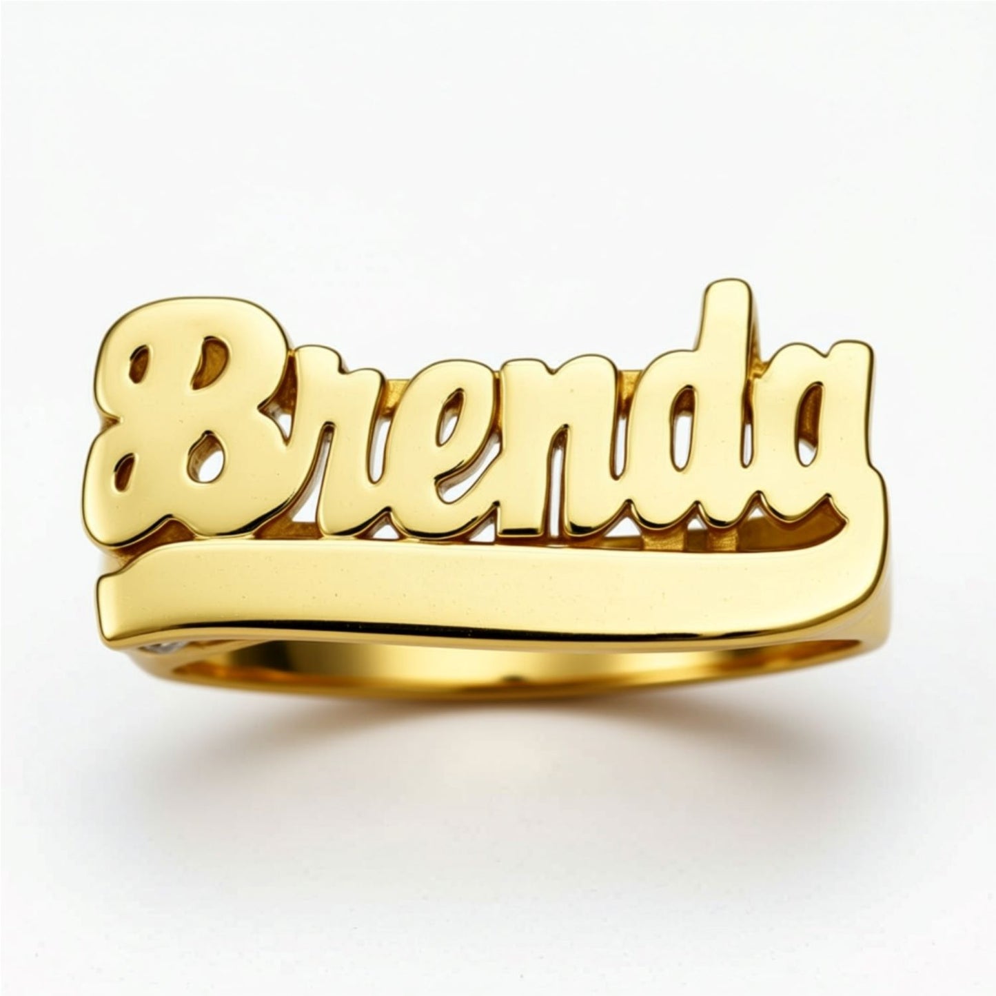 10K Gold Large Name Ring with Tail