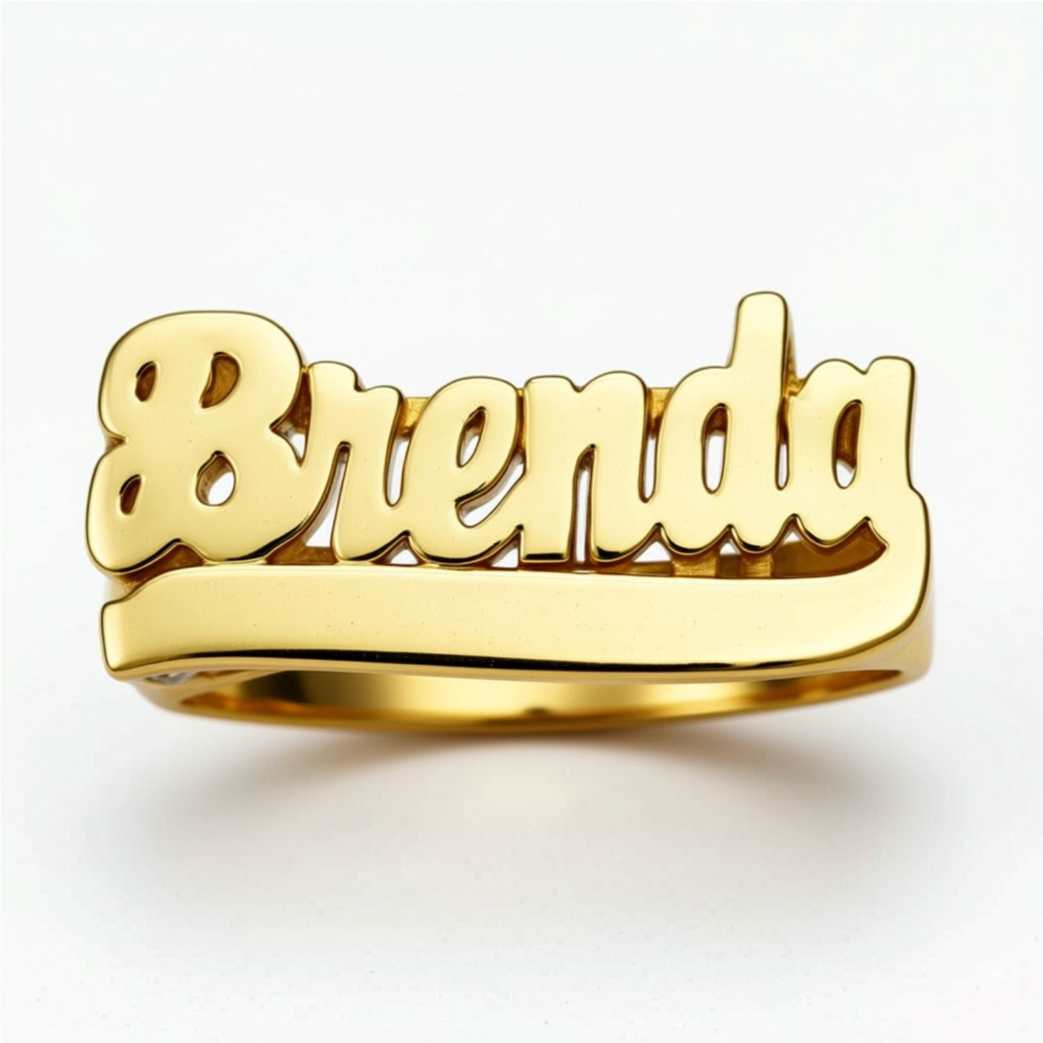 10K Gold Large Name Ring with Tail