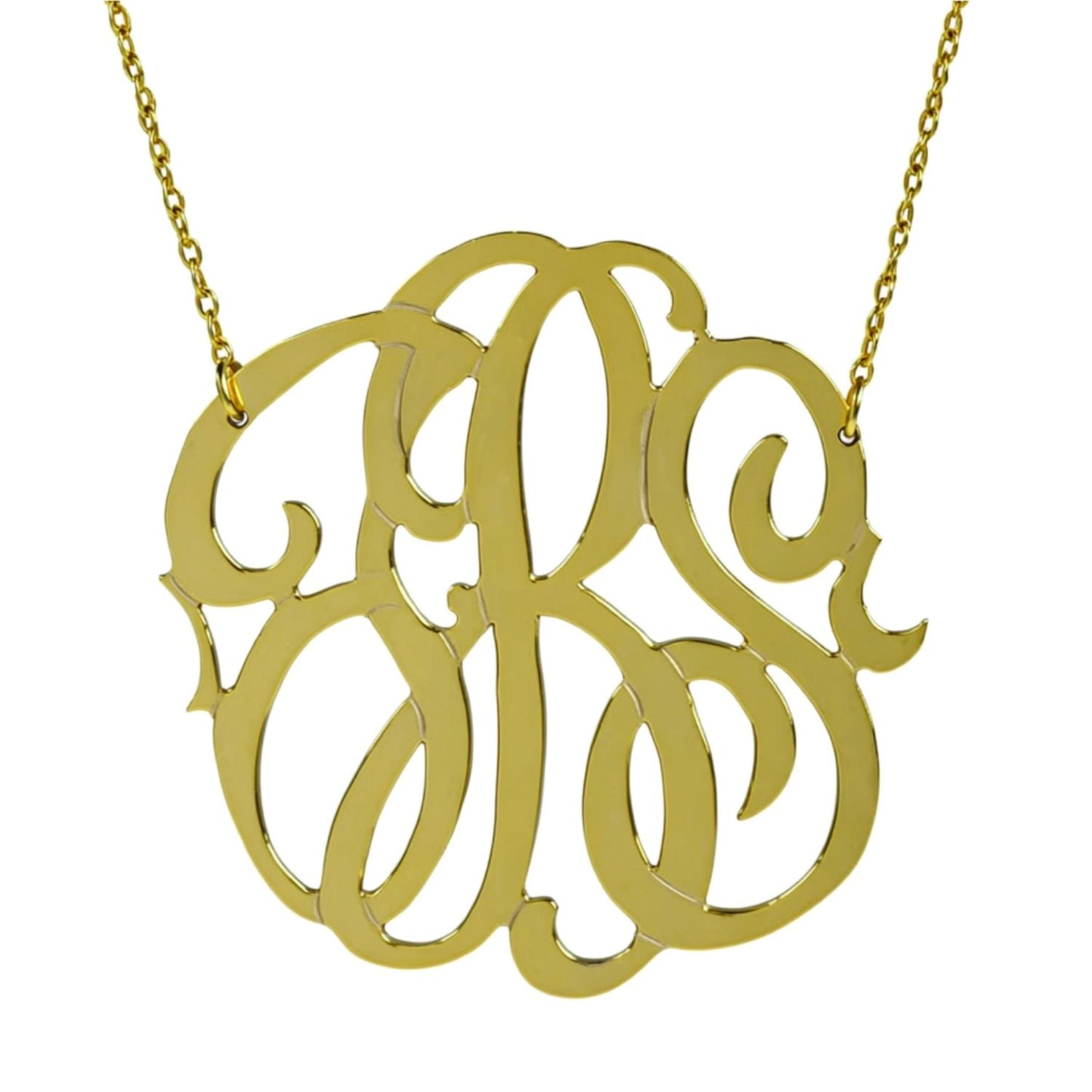 Medium/Large Gold Freeform Monogram Necklace