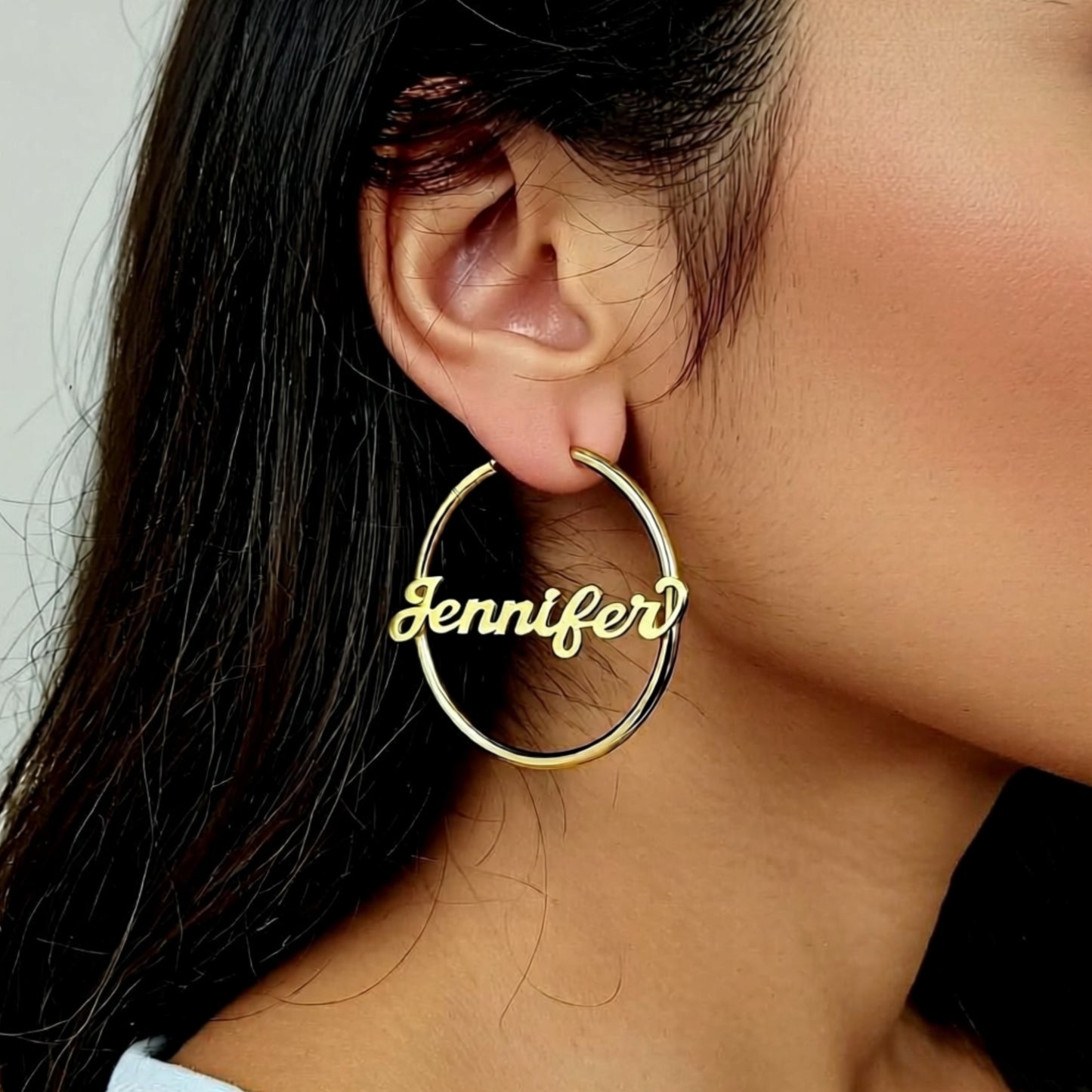 Large Name Hoop Earrings - 4 Sizes 2