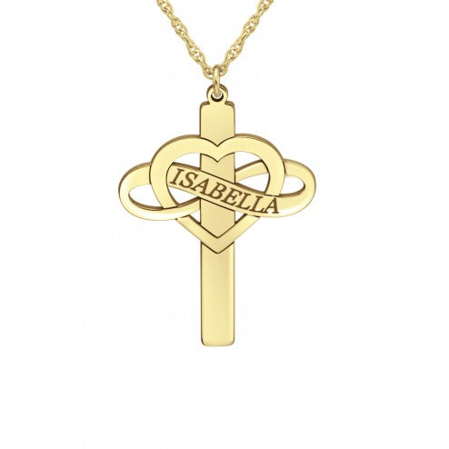 Personalized Heart Infinity Name Cross Necklace 3