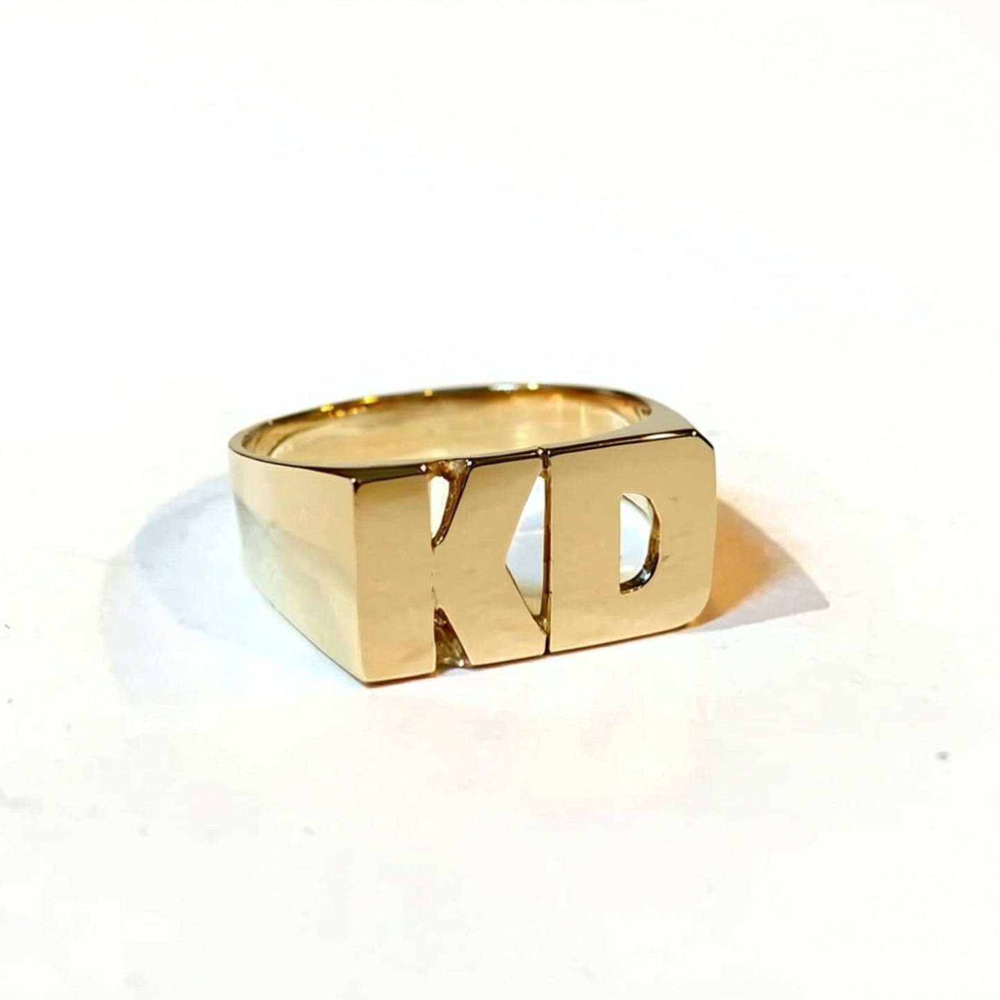 Personalized Gold Stacked Initial Ring- straight line