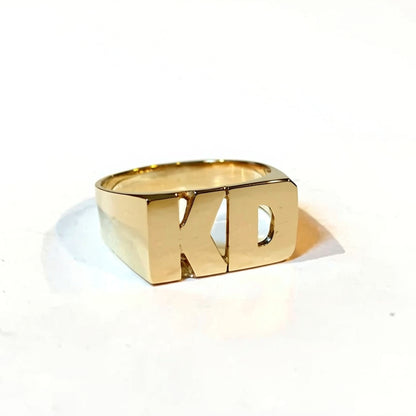 Personalized Gold Stacked Initial Ring- straight line