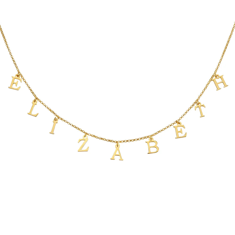 Hanging Block Initial Name Necklace