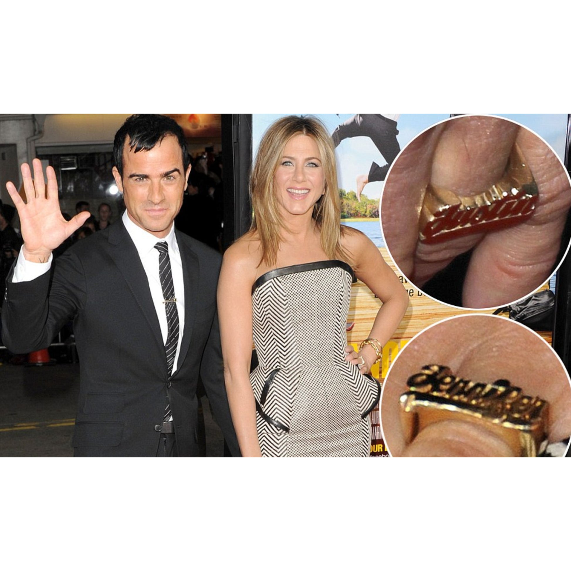 Gold Large Script Name Ring with Tail 00