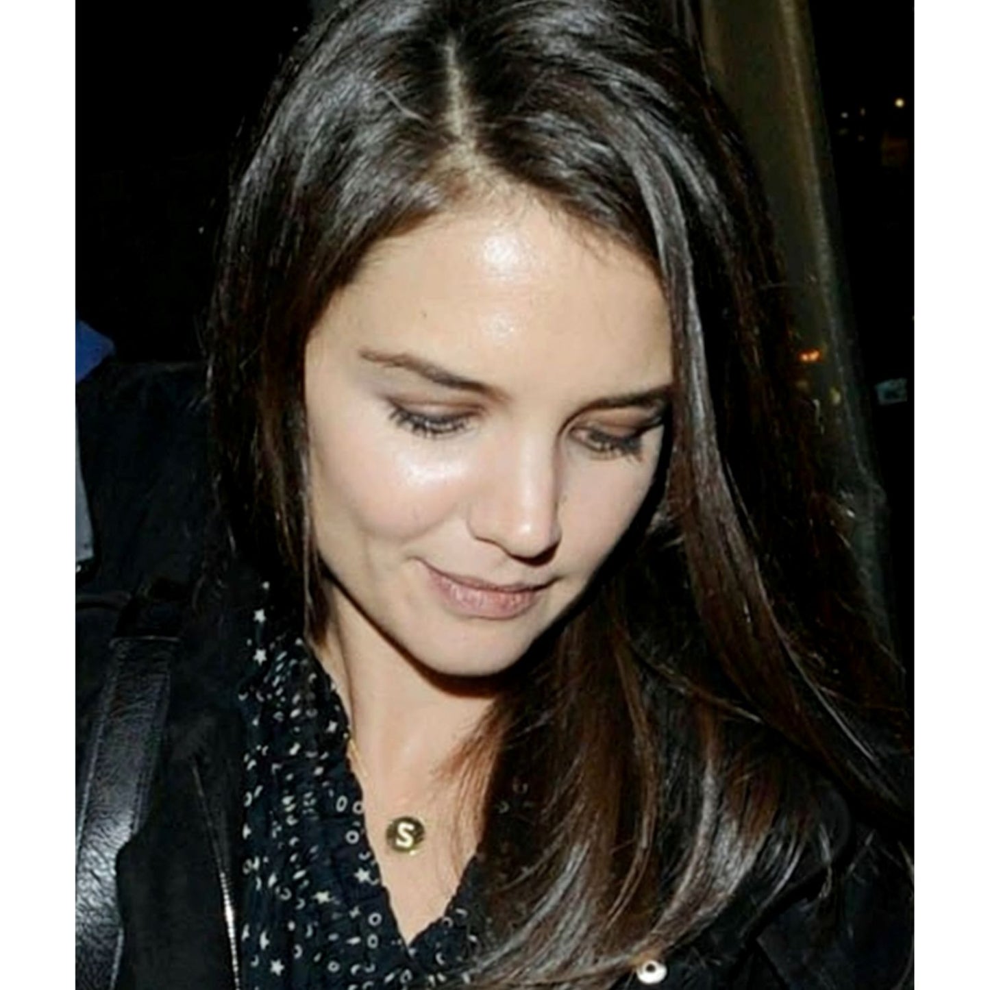 Engraved Gold Disc Cz Initial Necklace Katie Holmes Katy Perry Alternate 2
