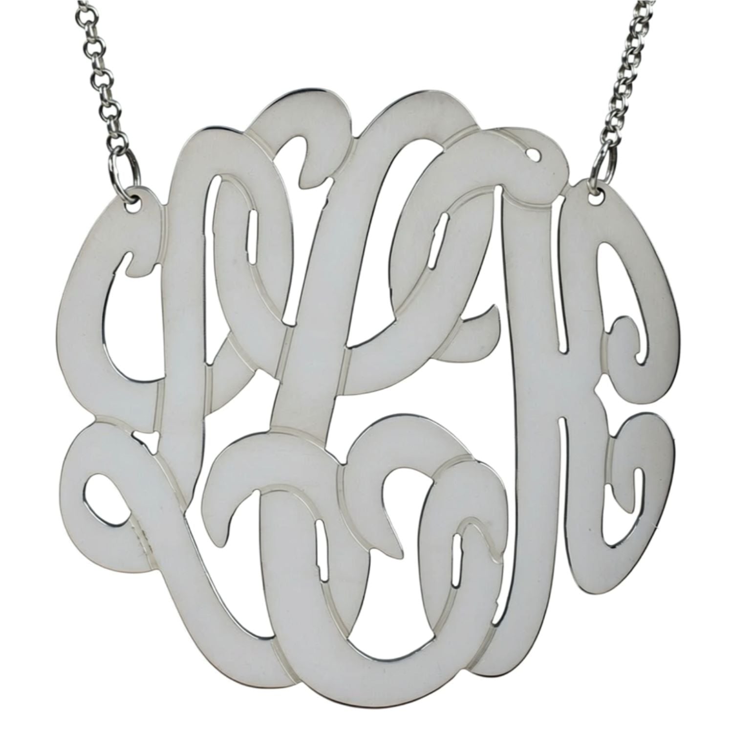 Large Sterling Silver Monogram Necklace