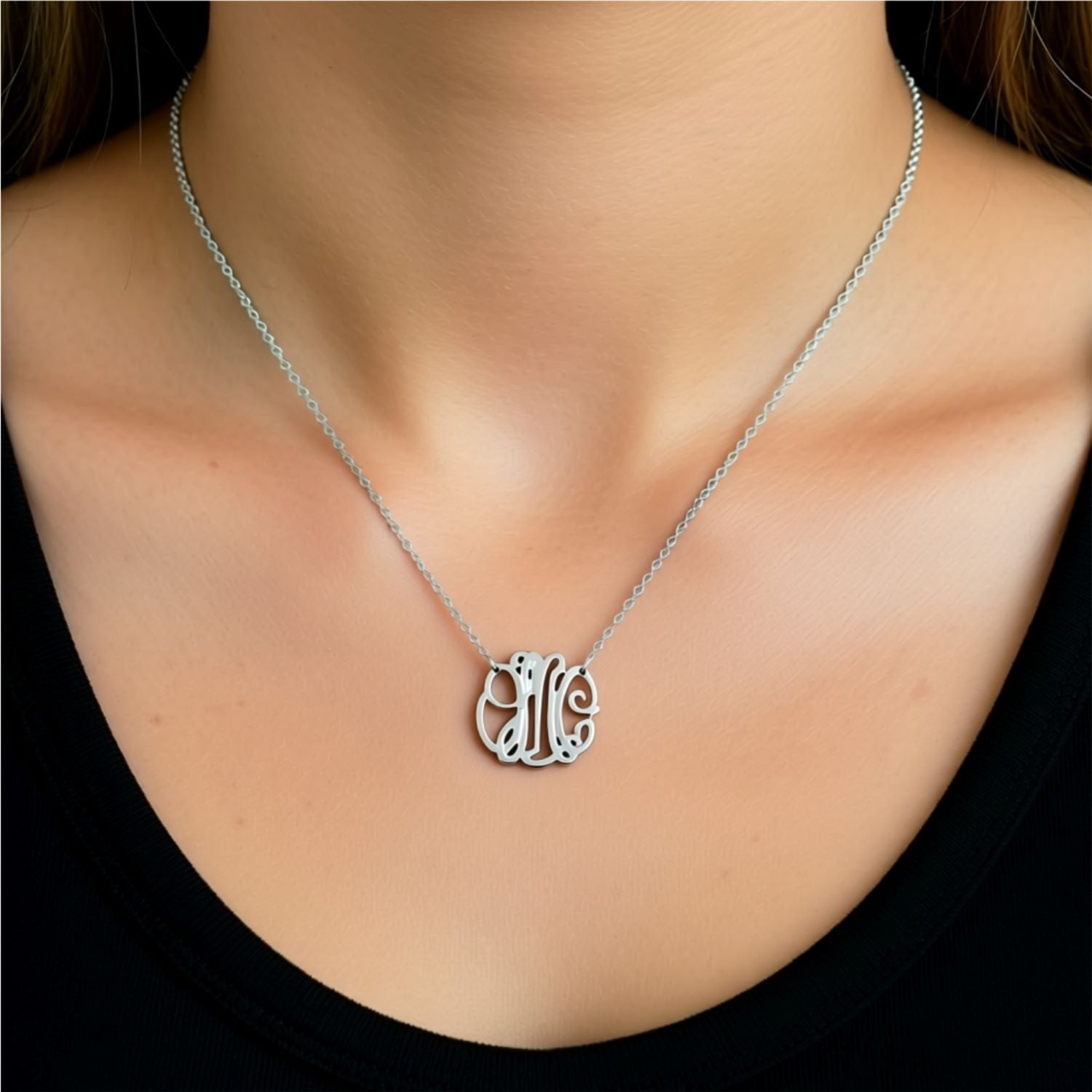 Sterling Silver Petite Monogram Necklace 3