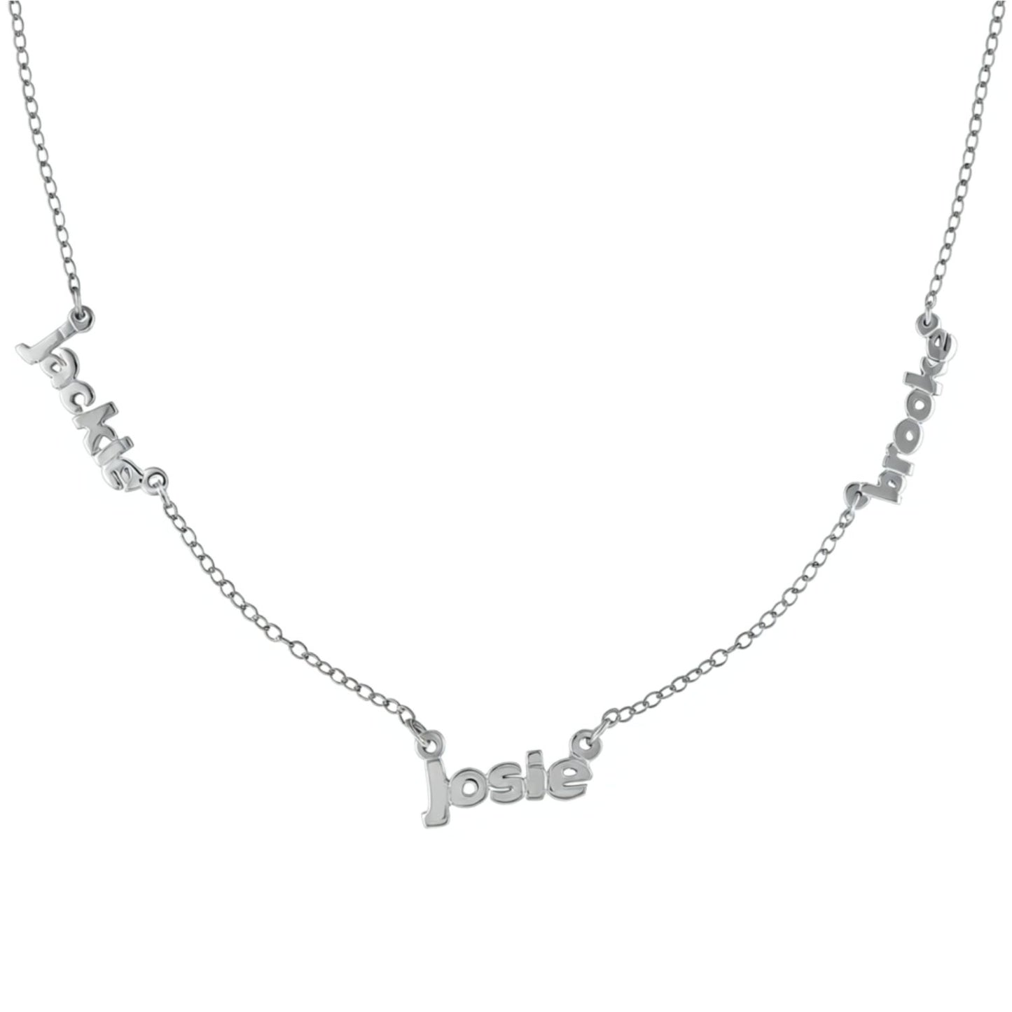 Sterling Silver Family Mini Nameplate Necklace