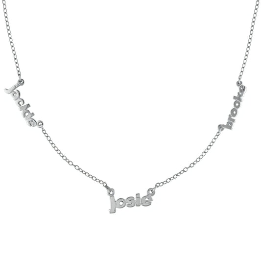 Sterling Silver Family Mini Nameplate Necklace