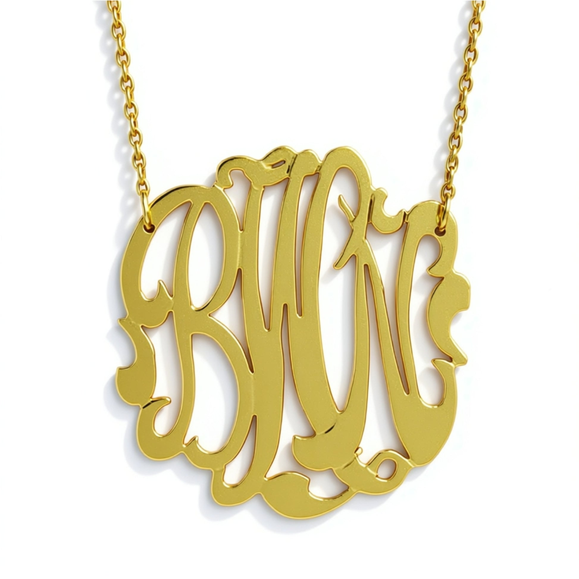Gold Monogram Necklace 1.25 Inch
