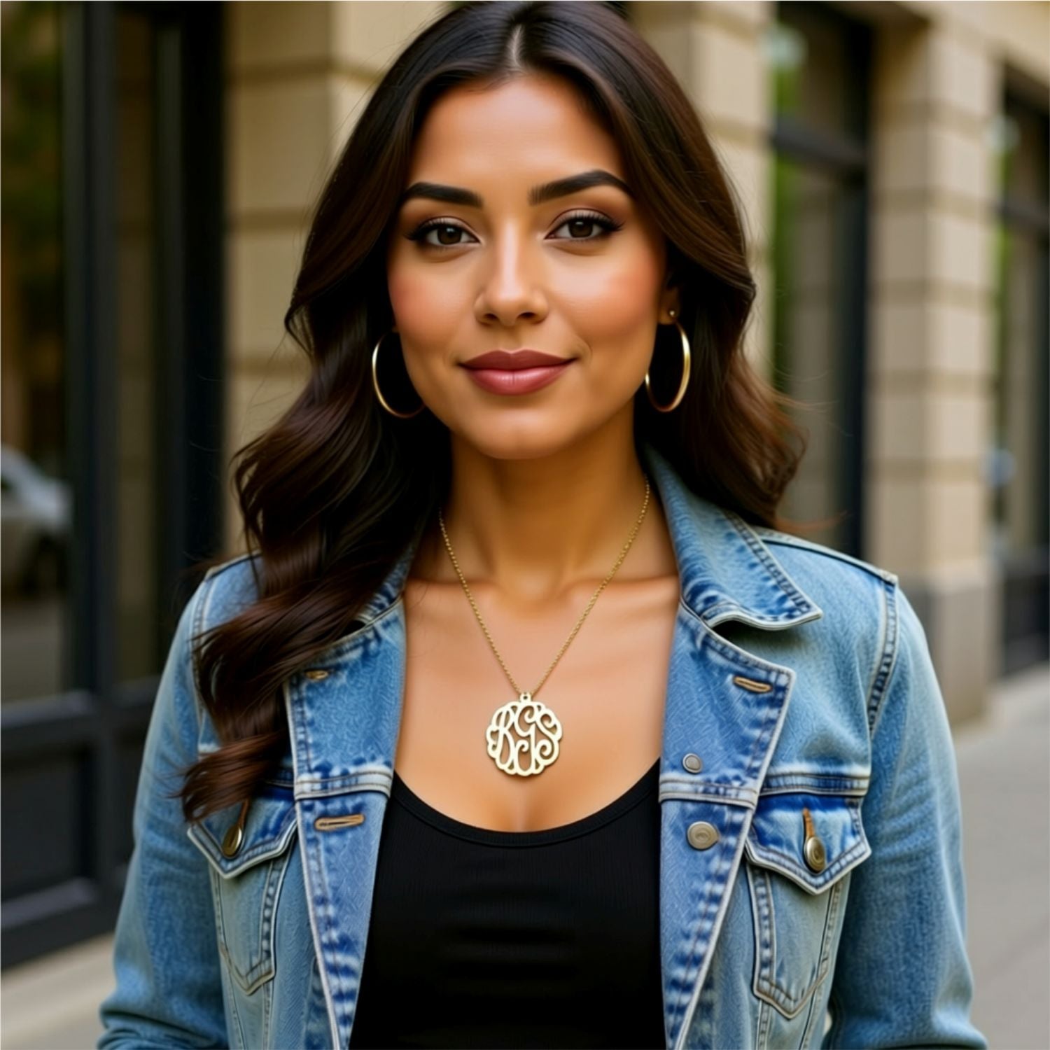 24K Gold Plated Fancy Script Monogram Necklace 5