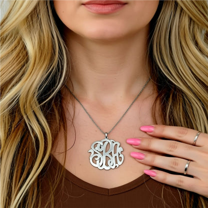 Sterling Silver 3 Initial Monogram Necklace 3