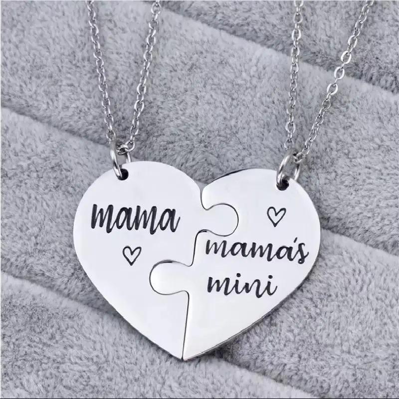 Two Piece Mother Daughter Split Heart Necklace