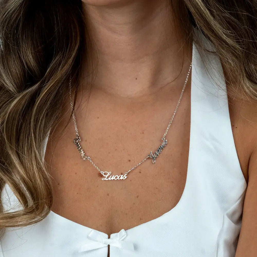 Multiple Script Name Necklace silver