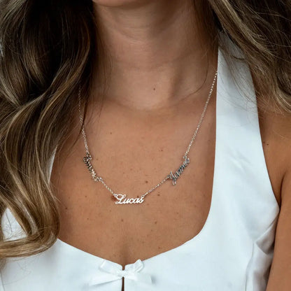 Multiple Script Name Necklace silver