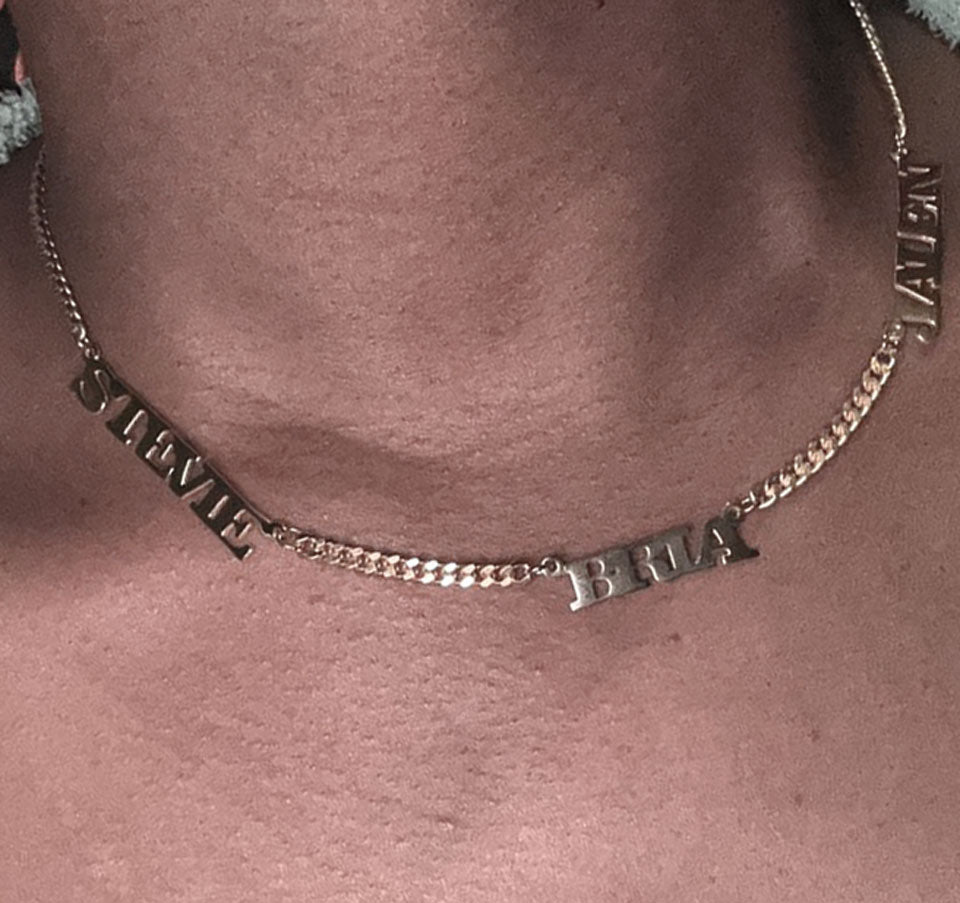 Block Name Necklace on Cuban Chain - Khloe Kardashian 2