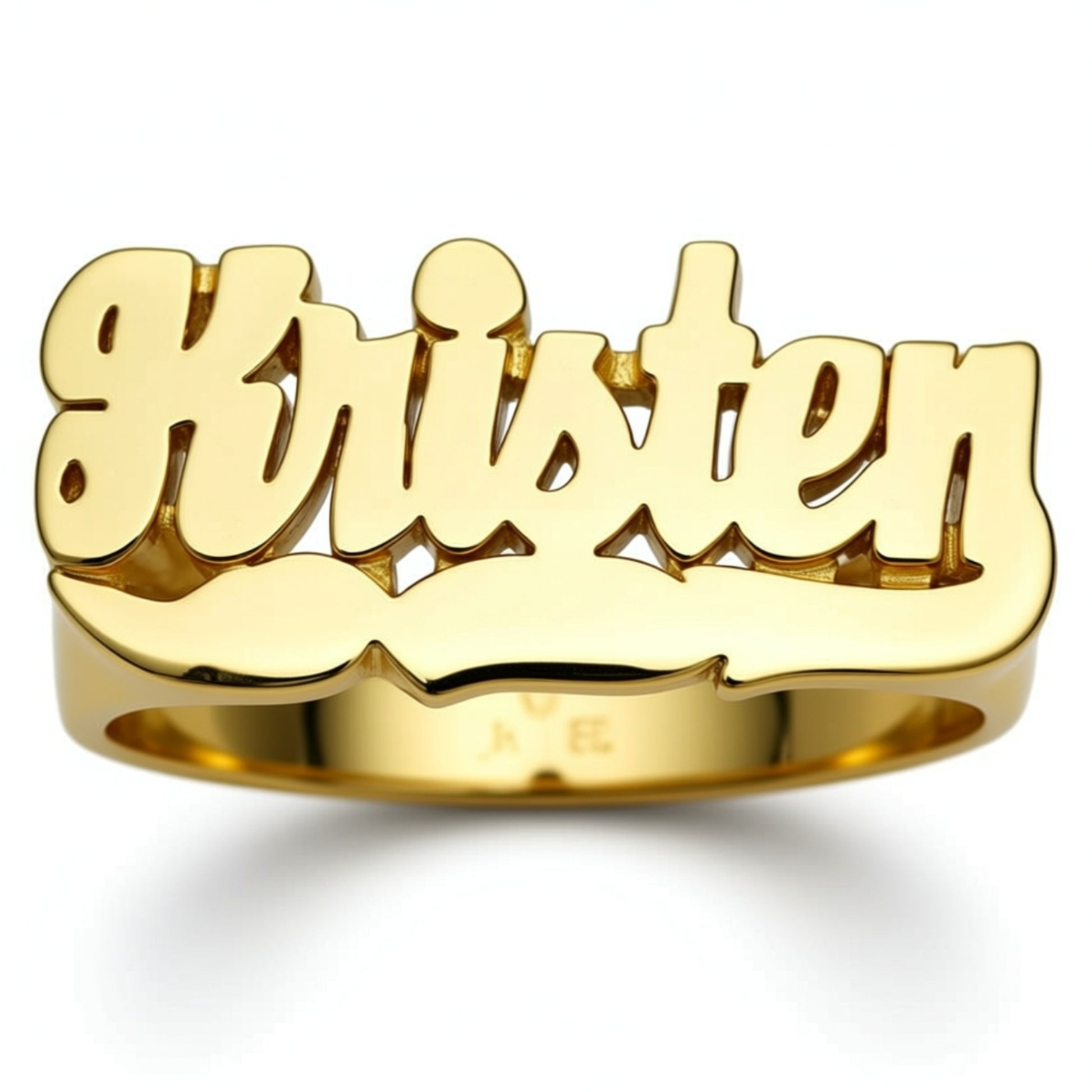 14K Gold Name Ring With Tail