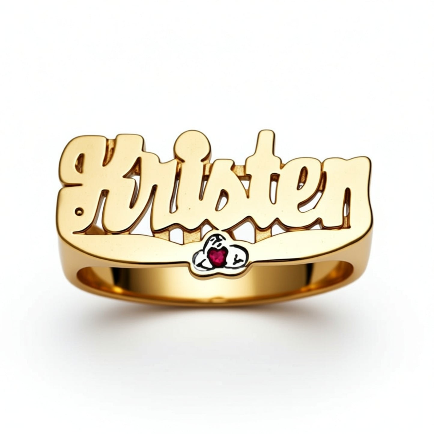 Name Ring with Birthstone