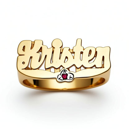 Name Ring with Birthstone
