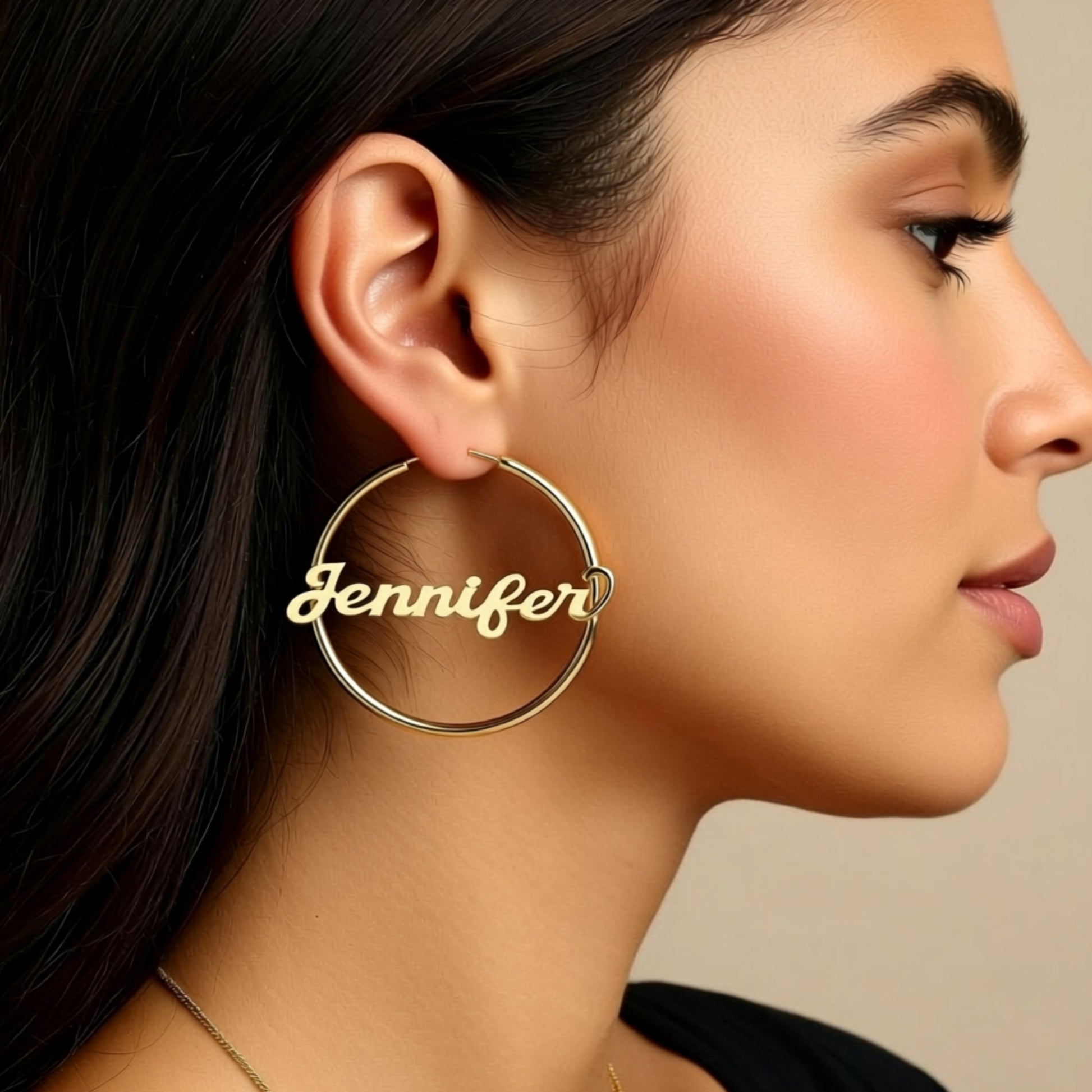Large Name Hoop Earrings - 4 Sizes