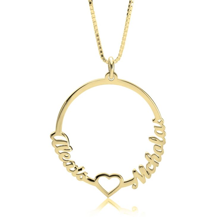 Two Names Open Circle Heart Necklace – Be Monogrammed