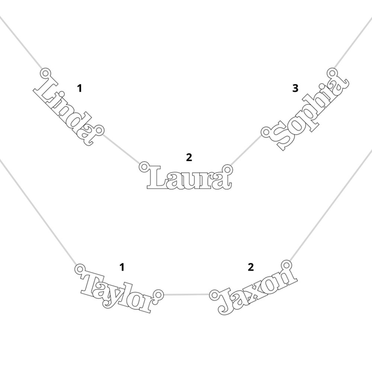 Roman Block Multiple Nameplate Necklace 4