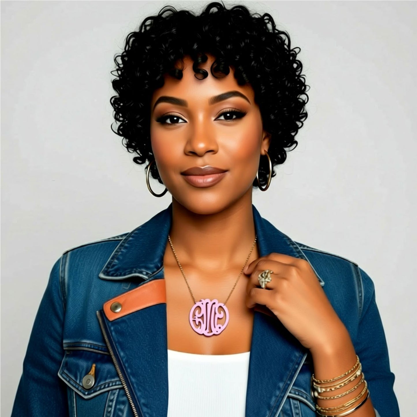 Large Rose Gold Monogram Necklace 6